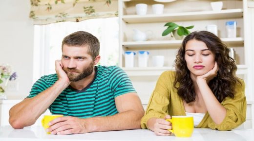 Couple upset with each other at home