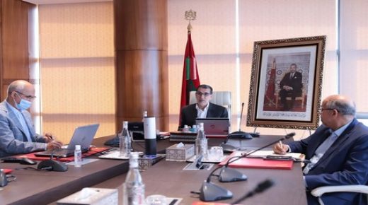 Le Chef du gouvernement, Saâd Dine El Otmani, tient une réunion en visio-conférence avec les représentants des centrales syndicales. 30052020 - Rabat