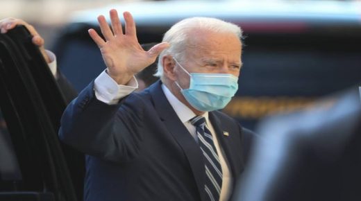 WILMINGTON, DELAWARE - NOVEMBER 10: U.S. President-elect Joe Biden arrives at the Queen Theater where later in the day he is scheduled to address the media about the Trump administrations lawsuit to overturn the Affordable Care Act on November 10, 2020 in Wilmington, Delaware. Mr. Biden was also scheduled to speak about his plan to expand access to quality, affordable health care. Joe Raedle/Getty Images/AFP
== FOR NEWSPAPERS, INTERNET, TELCOS & TELEVISION USE ONLY ==