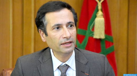 Mohamed Benchaâboun, ministre de l’économie, des finances et de la réforme de l’administration, lors de la signature d’un accord dans le domaine des risques liés aux catastrophes naturelles. 13022020-Rabat
