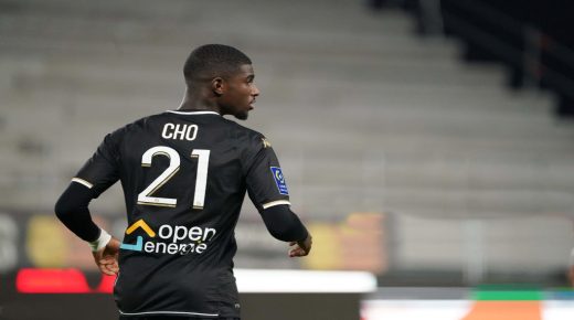 Mohamed-Ali CHO of Angers during the Ligue 1 Uber Eats match between Angers and Marseille at Stade Raymond Kopa on September 22, 2021 in Angers, France. (Photo by Eddy Lemaistre/Icon Sport via Getty Images)