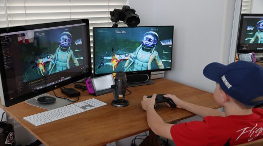 SOUTH PASADENA, CA - APRIL 23: 11-year-old Ansel, the photographer’s son, plays Fortnite featuring Travis Scott Presents: Astronomical on April 23, 2020 in South Pasadena, California. Travis Scott + Cactus Jack have partnered with Fortnite to produce Astronomical, a one of a kind in-game experiential performance and the world premiere of a new song. (Photo by Neilson Barnard/Getty Images)