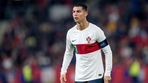 PRAGUE, CZECH REPUBLIC - SEPTEMBER 24: Cristiano Ronaldo of Portugal reacts during the UEFA Nations League League A Group 2 match between Czech Republic and Portugal at Fortuna Arena on September 24, 2022 in Prague, Czech Republic. (Photo by Thomas Eisenhuth/Getty Images)