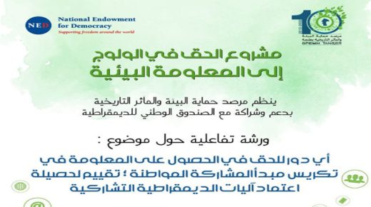 مرصد حماية البيئة والمآثر التاريخية بطنجة ينظم ورشة تفاعلية حول “مشروع الحق في الولوج الى المعلومة البيئية”
