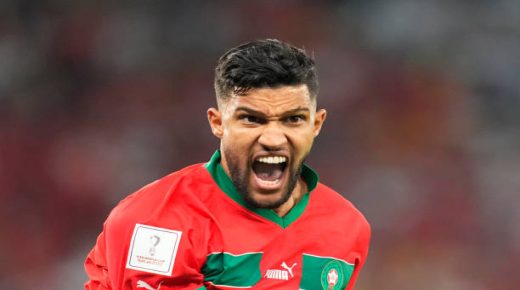 AL RAYYAN, QATAR - DECEMBER 06: Yahia Attiat-Allah of Morocco looks on during the FIFA World Cup Qatar 2022 Round of 16 match between Morocco and Spain at Education City Stadium on December 6, 2022 in Al Rayyan, Qatar. (Photo by Ulrik Pedersen/DeFodi Images via Getty Images)