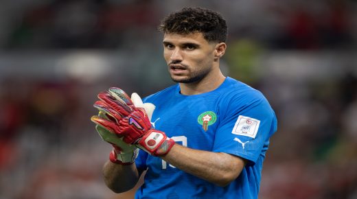DOHA, QATAR - NOVEMBER 27: Morocco goalkeeper Munir El Kajoui during the FIFA World Cup Qatar 2022 Group F match between Belgium and Morocco at Al Thumama Stadium on November 27, 2022 in Doha, Qatar. (Photo by Visionhaus/Getty Images)
