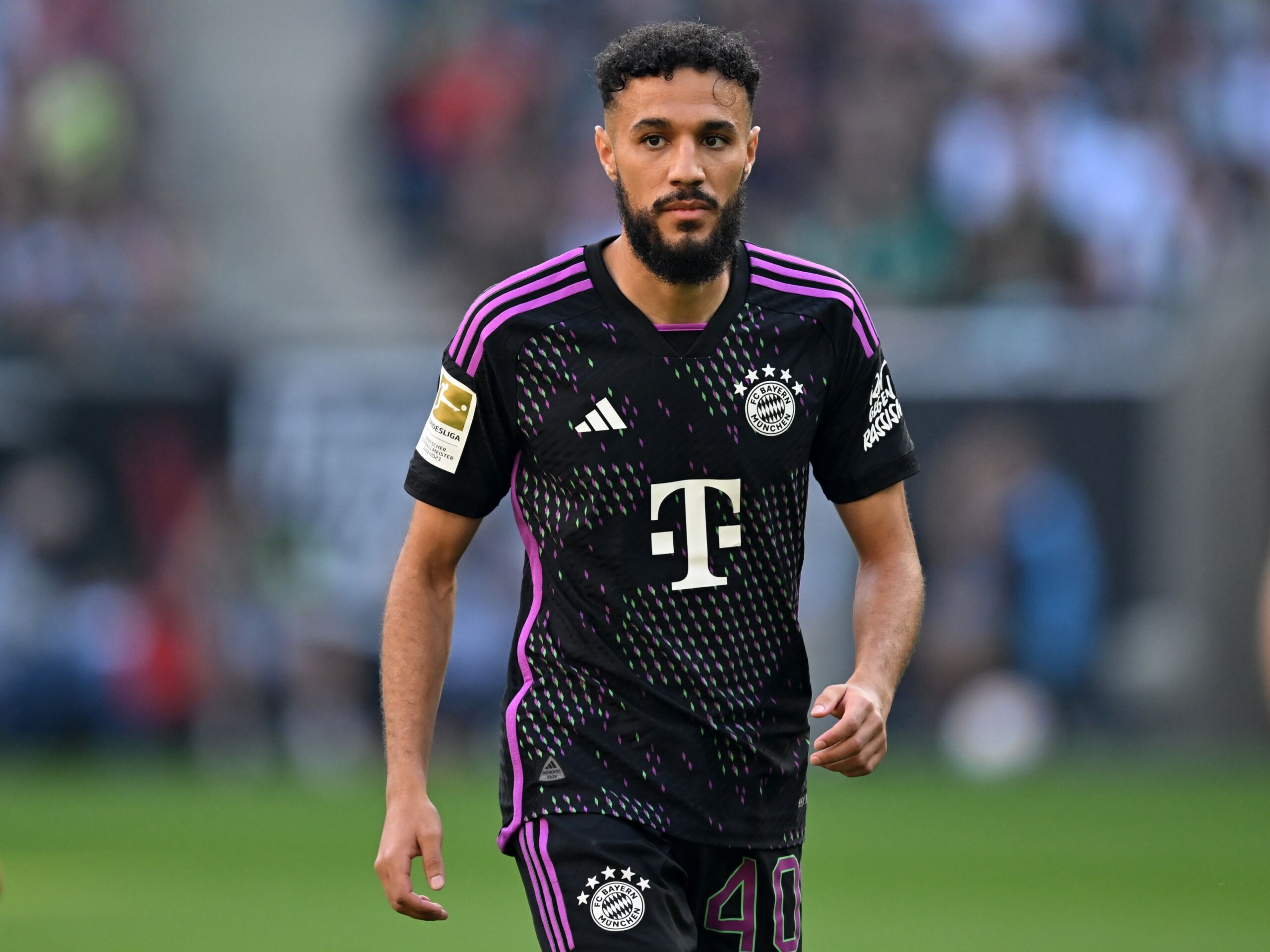 MONCHENGLADBACH - Noussair Mazraoui of FC Bayern Munchen during the German Bundesliga match between Borussia Monchengladbach and FC Bayern Munchen at the Borussia- Park stadium on September 2, 2023 in Monchengladbach, Germany. ANP | Hollandse Hoogte | Gerrit van Keulen545954 (Photo by ANP via Getty Images)