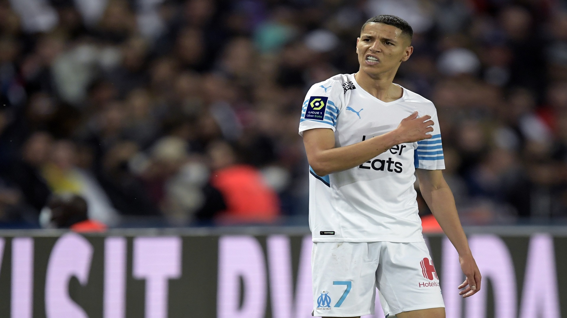 PARIS - Amine Harit of Olympique de Marseille during the French Ligue 1 match between Paris Saint-Germain and Olympique Marseille at the Parc des Princes in Paris, France on April 17, 2022. ANP | Dutch Height| GERRIT FROM COLOGNE (Photo by ANP via Getty Images)