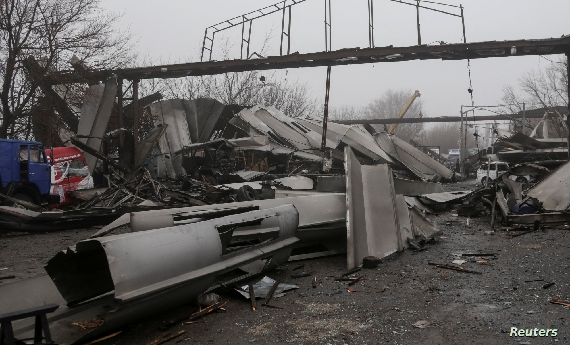 A view shows the site of a Russian drone strike, amid Russia's attack on Ukraine, in Odesa, Ukraine December 13, 2023. REUTERS/Serhii Smolientsev