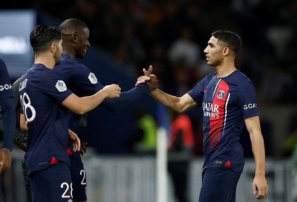Soccer Football - Ligue 1 - Paris St Germain v Olympique de Marseille - Parc des Princes, Paris, France - September 24, 2023 Paris St Germain's Nordi Mukiele comes on as a substitute to replace Achraf Hakimi REUTERS/Benoit Tessier REFILE - CORRECTING EVENT TEMPLATE