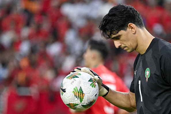 Morocco's goalkeper #1 Yassine Bounou gestures during the Africa Cup of Nations (CAN) 2024 group F football match between Morocco and Tanzania at Stade Laurent Pokou in San Pedro on January 17, 2024. (Photo by SIA KAMBOU / AFP) (Photo by SIA KAMBOU/AFP via Getty Images)