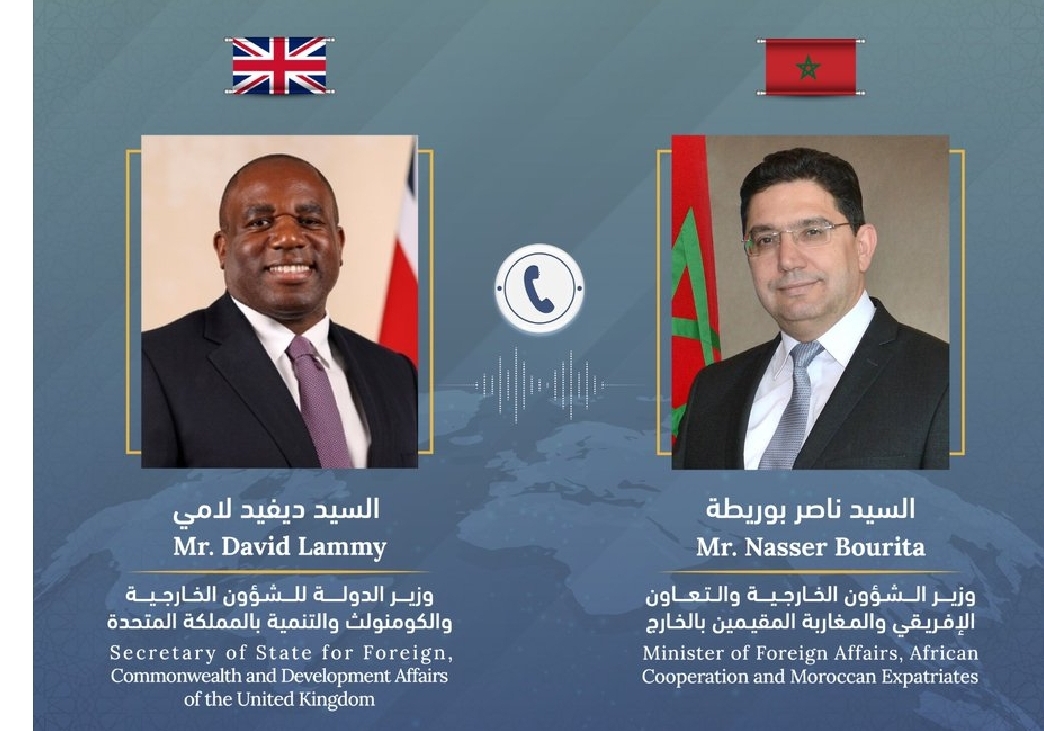 ناصر بوريطة يجري مباحثات هاتفية مع نظيره البريطاني ديفيد لامي