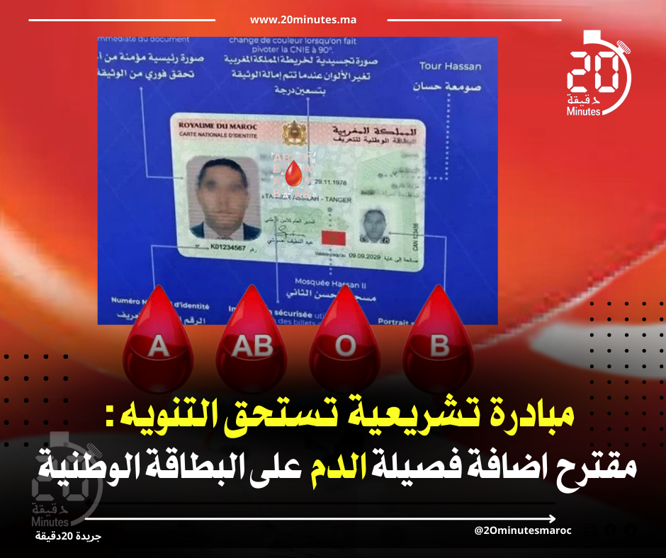 مبادرة تشريعية تستحق التنويه … مقترح لإضافة فصيلة الدم على البطاقة الوطنية