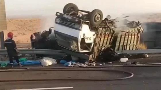 حادث مروع بين جرسيف وتاوريرت يخلف قتيلاً وثلاثة جرحى واحتراق شاحنتين