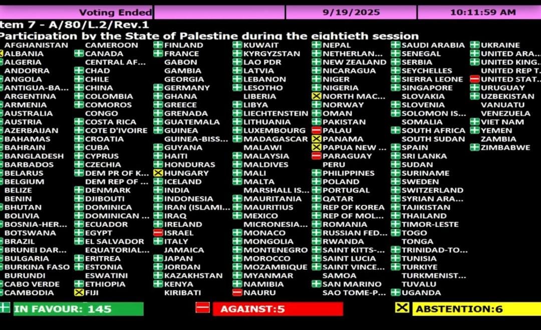 الأمم المتحدة تعتمد قرارا يتيح لفلسطين إلقاء بيانات مسجلة رغم اعتراض أمريكي