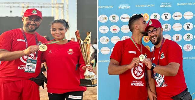 ميداليتان ذهبيتان للمصارعين المغاربة في بطولة إفريقيا للمصارعة الشاطئية