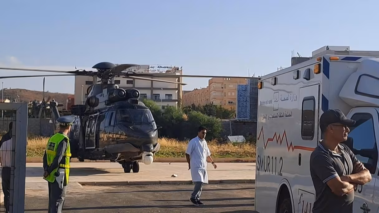 مروحية الدرك تنقل شابا مصابا في احتجاجات وجدة إلى المستشفى العسكري بالرباط