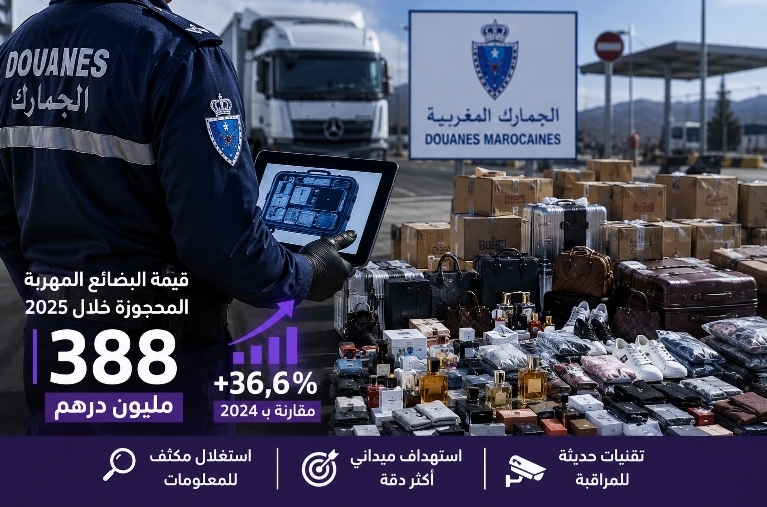 الجمارك المغربية تحجز بضائع مهربة بـ388 مليون درهم خلال 2025
