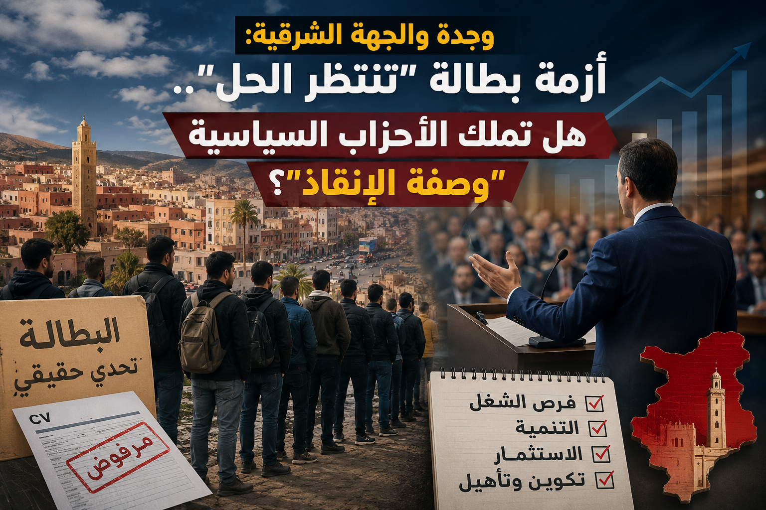 وجدة والجهة الشرقية: أزمة بطالة “تنتظر الحل” هل تملك الأحزاب السياسية “وصفة الإنقاذ”؟