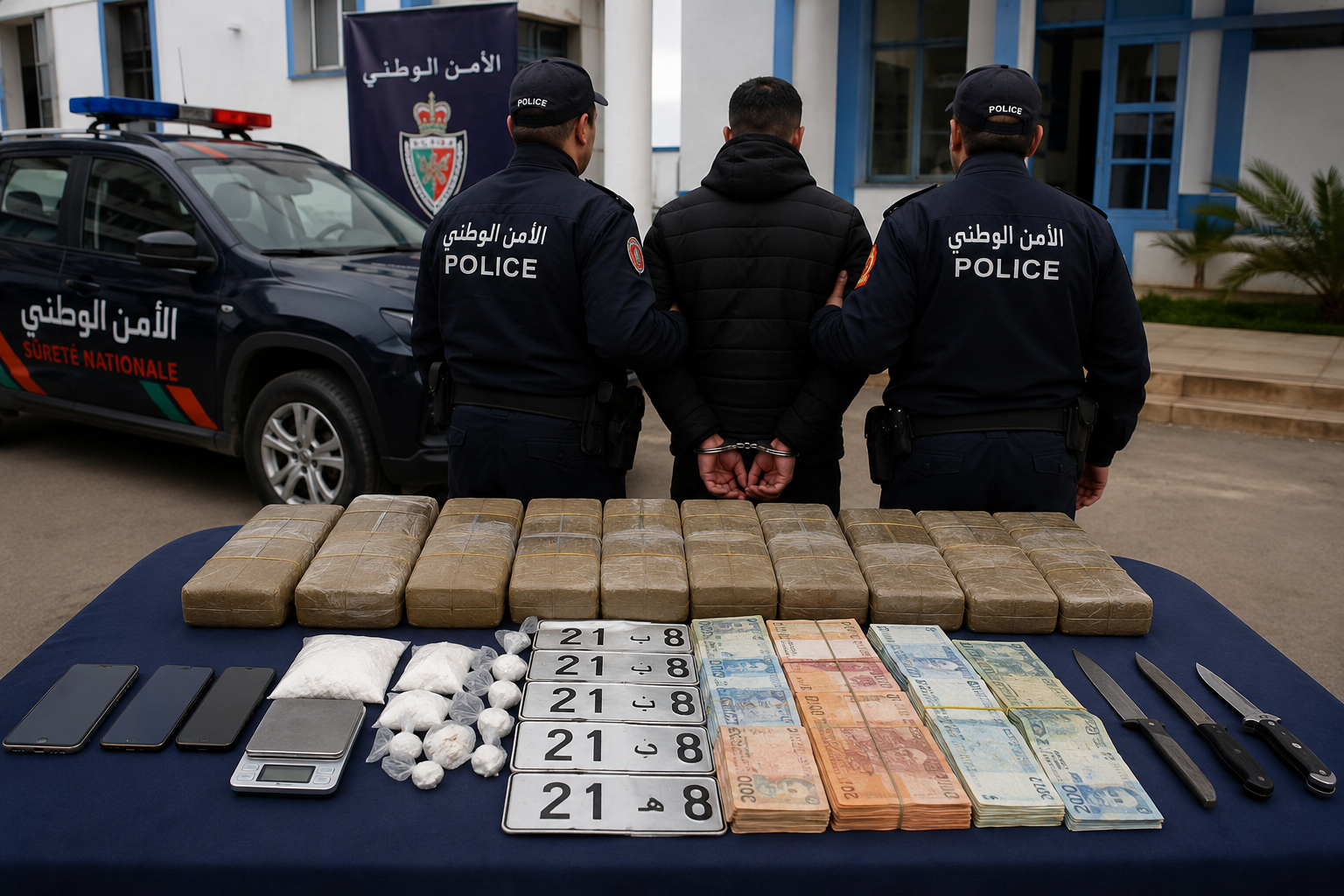 كمين أمني محكم بتاوريرت يسقط بارون مخدرات ويحجز عشرة الالف درهم وكميات من الشيرا والكوكايين